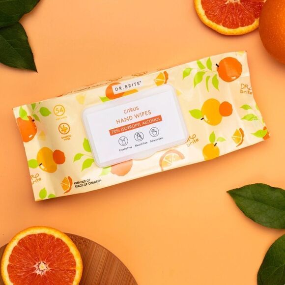 NWT Dr.Brite Naturals Citrus Hand Wipes - 54 Wipes - Picture 1 of 5